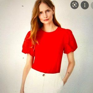 NWT- Ann Taylor Eye eyelet puff sleeve tee